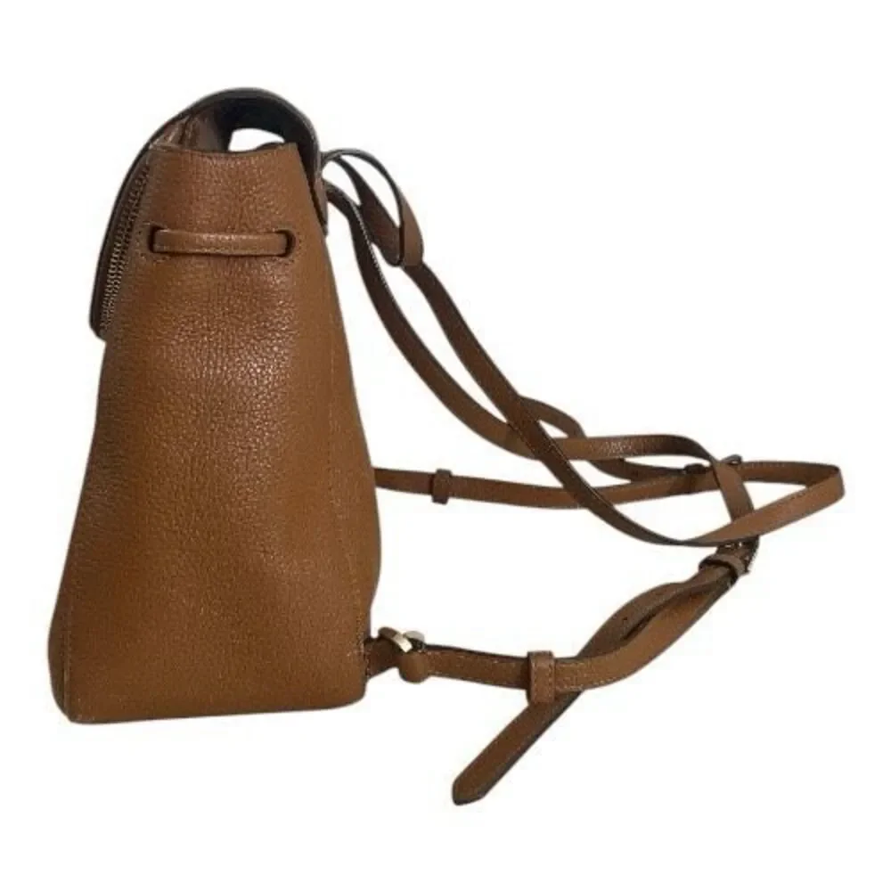 Kate Spade New York Leila Medium Flap Backpack Brown Pebbled Leather